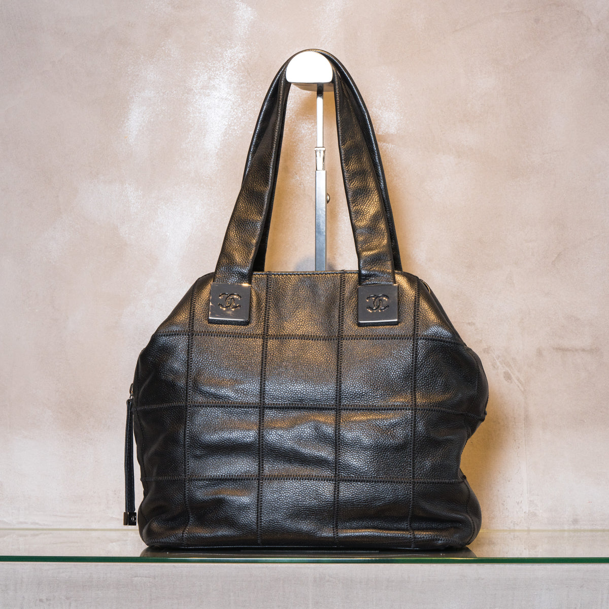 【美品】シャネル　レザー　チョコバー　チェーントート　ダークネイビー　435 1-3_a451d5f7-35d0-462c-b6f7-