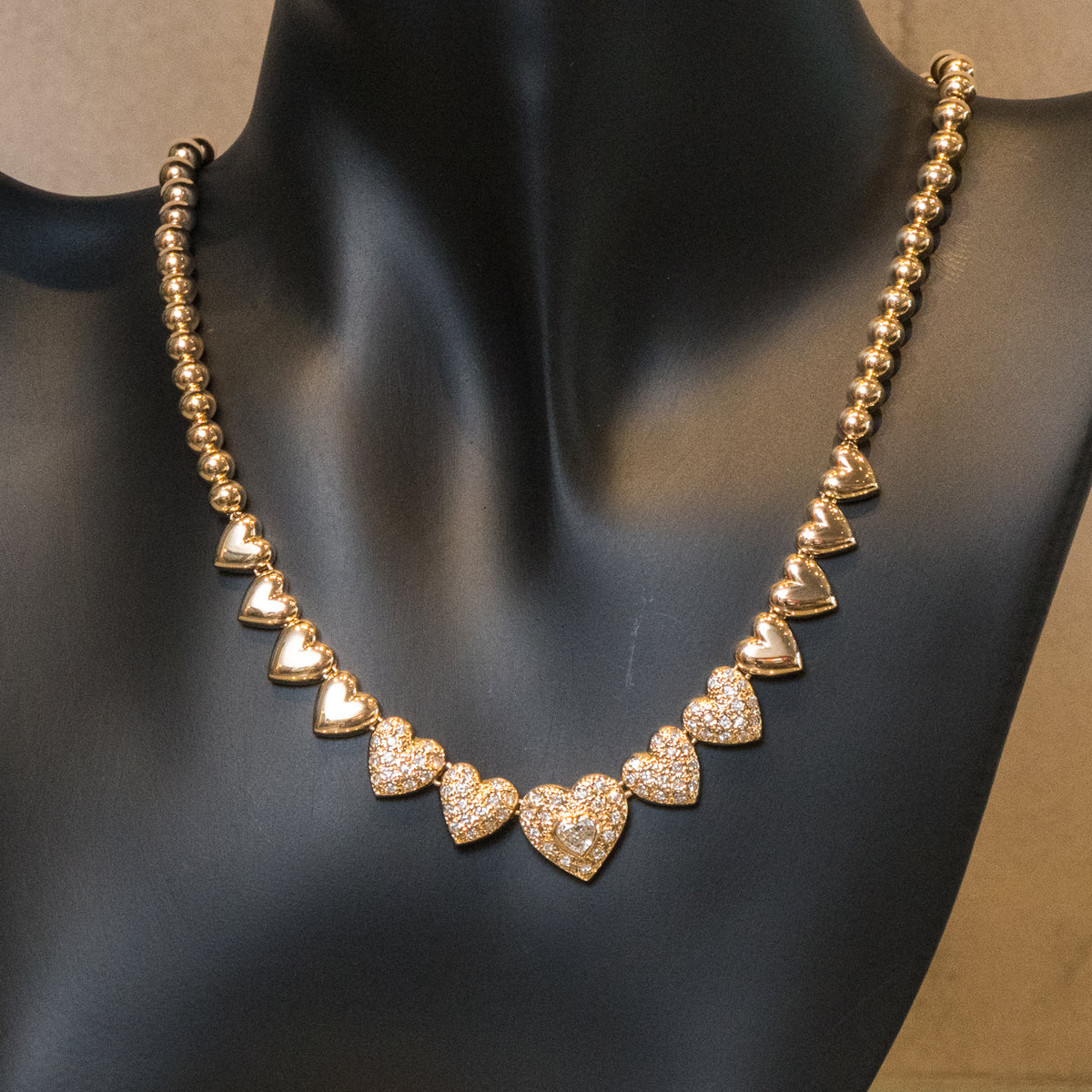 K18 ピンクゴールド ダイヤモンド ハートデザイン ネックレス