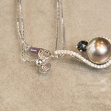 K18WG　ホワイトゴールド　黒蝶パール　ダイヤモンド