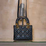 Dior ディオール レディディオール カナージュミニ ラムスキン ネイビー ハンドショルダーバッグ