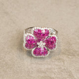 K18WG　ホワイトゴールド　カラーサファイア　ダイヤモンド　12号