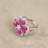 K18WG　ホワイトゴールド　カラーサファイア　ダイヤモンド　12号