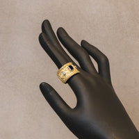 K18/Pt900　ダイヤモンド　サファイア　フラットリング　11号
